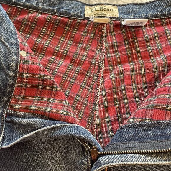 VTG LL Bean Flannel Lined Jeans Womens 14 M/T Double L Mom High Rise Relaxed Fit - Picture 2 of 11